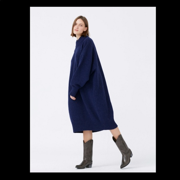 Babaa Wool Dress, one size, navy - Picture 1 of 5